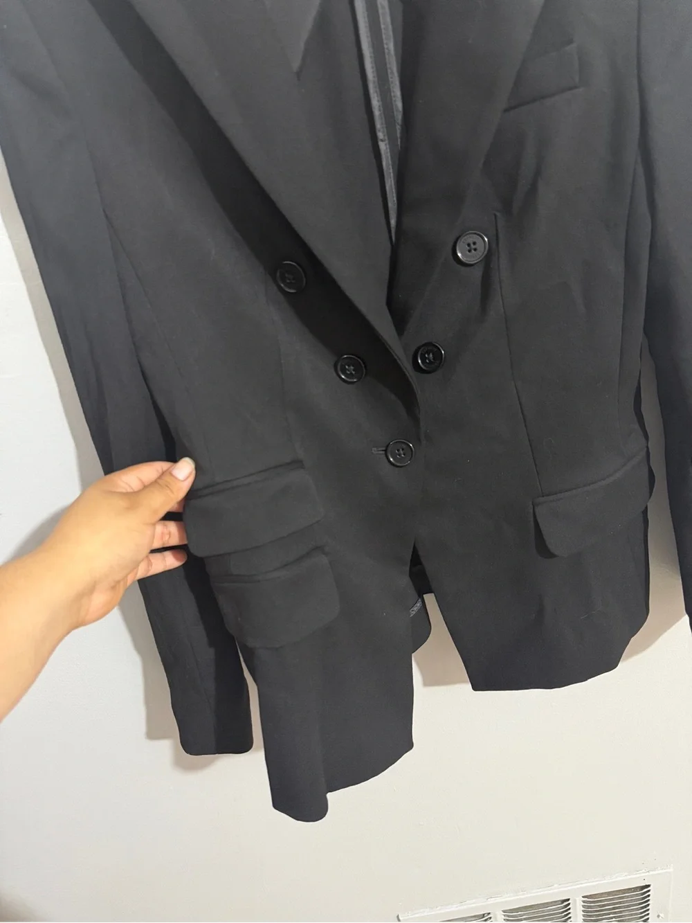 Express Blazer Womens 10 Black Double Breasted Peak Lapel Structured Jacket